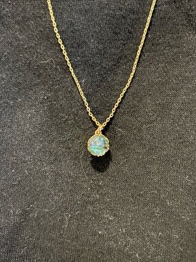kate spade Gold Necklace with Iridescent Blue-Green Pendant